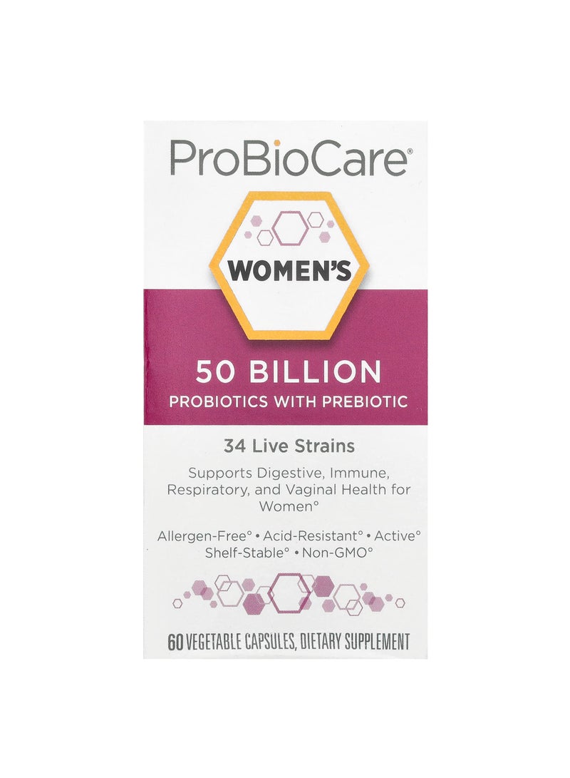 Women's Probiotics With Prebiotic, 50 Billion, 60 Vegetable Capsules